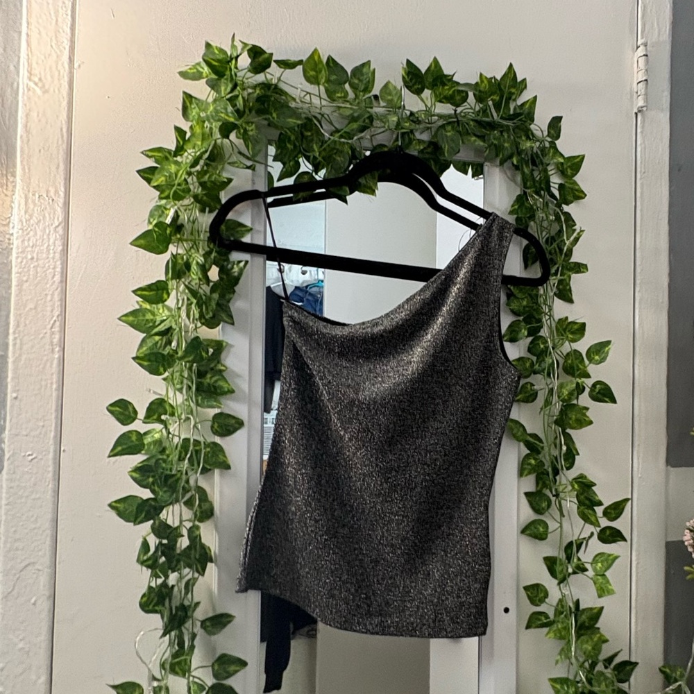 H&M Charcoal One-Shoulder Blouse